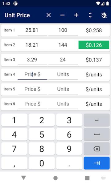 Unit Price Comparison  Screenshot 5