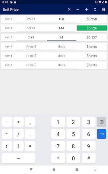 Unit Price Comparison  Screenshot 3