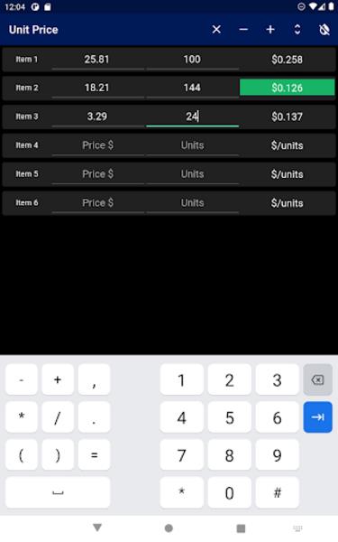 Unit Price Comparison  Screenshot 4