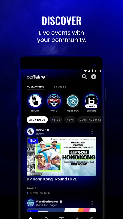 Caffeine TV: Free Live Sports  Screenshot 1