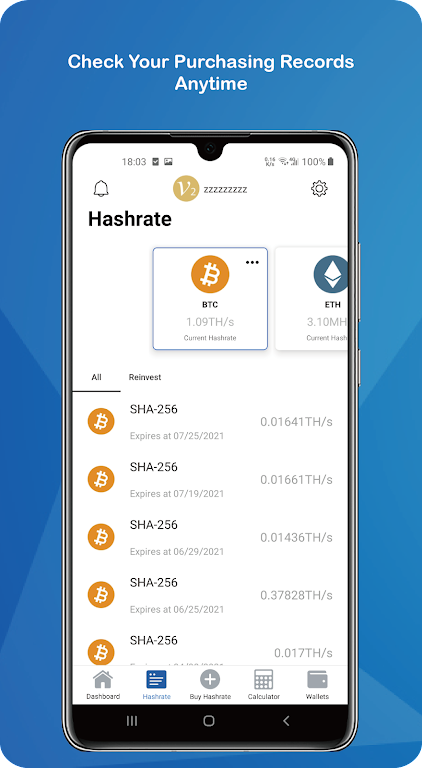 Hashshiny Bitcoin Cloud Mining  Screenshot 1