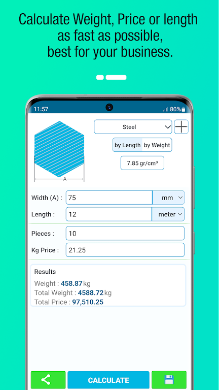 Metal Weight Calculator  Screenshot 3