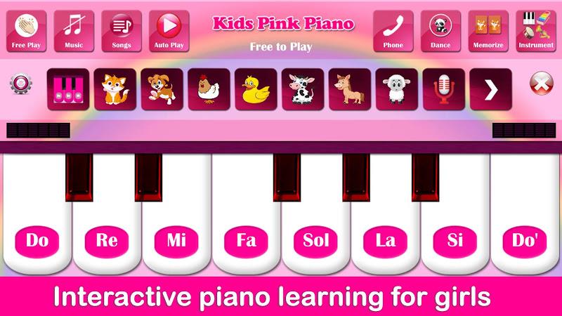 Kids Pink Piano Music & Songs  Screenshot 1