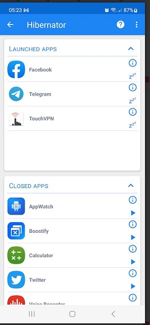 Hibernator : Force Stop Apps  Screenshot 2