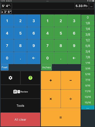 Feet & Inch Construction Calc  Screenshot 1