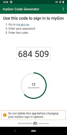 myGov Code Generator  Screenshot 1