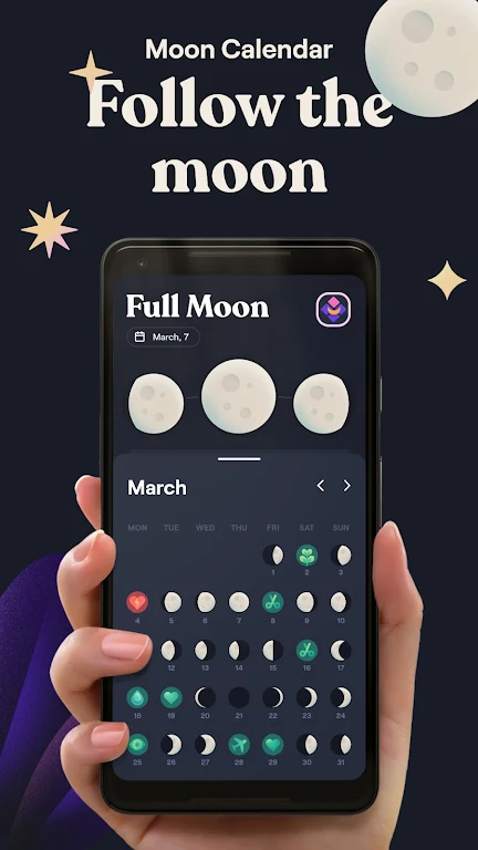 Moonly Moon Phase Calendar Cycles and Astrology  Screenshot 1