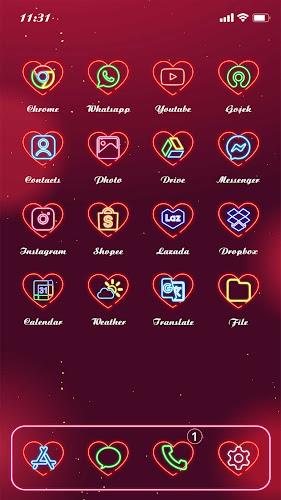 Wow Valentine Neon Icon Pack  Screenshot 9