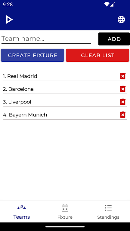 Fixture & Points Table Maker  Screenshot 1