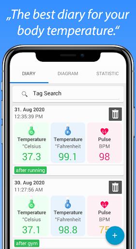 Body Temperature Fever Thermometer Diary  Screenshot 1