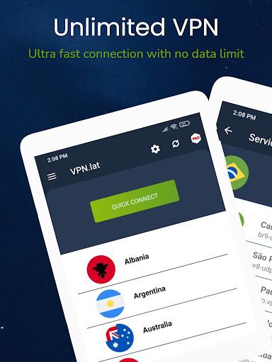 VPN.lat Free Unlimited VPN - USA, Canada, Europe, Latam  Screenshot 1