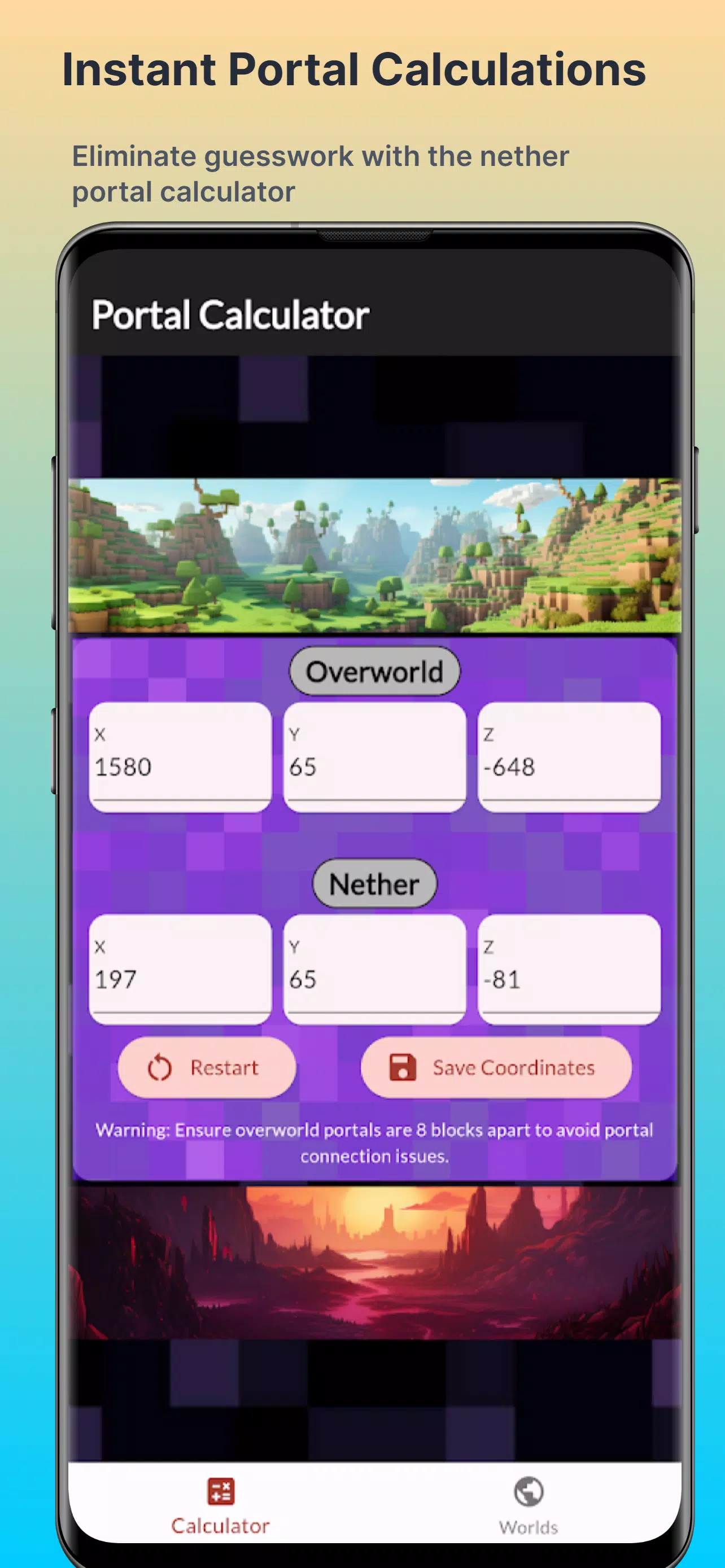 Nether Portal Calculator  Screenshot 3