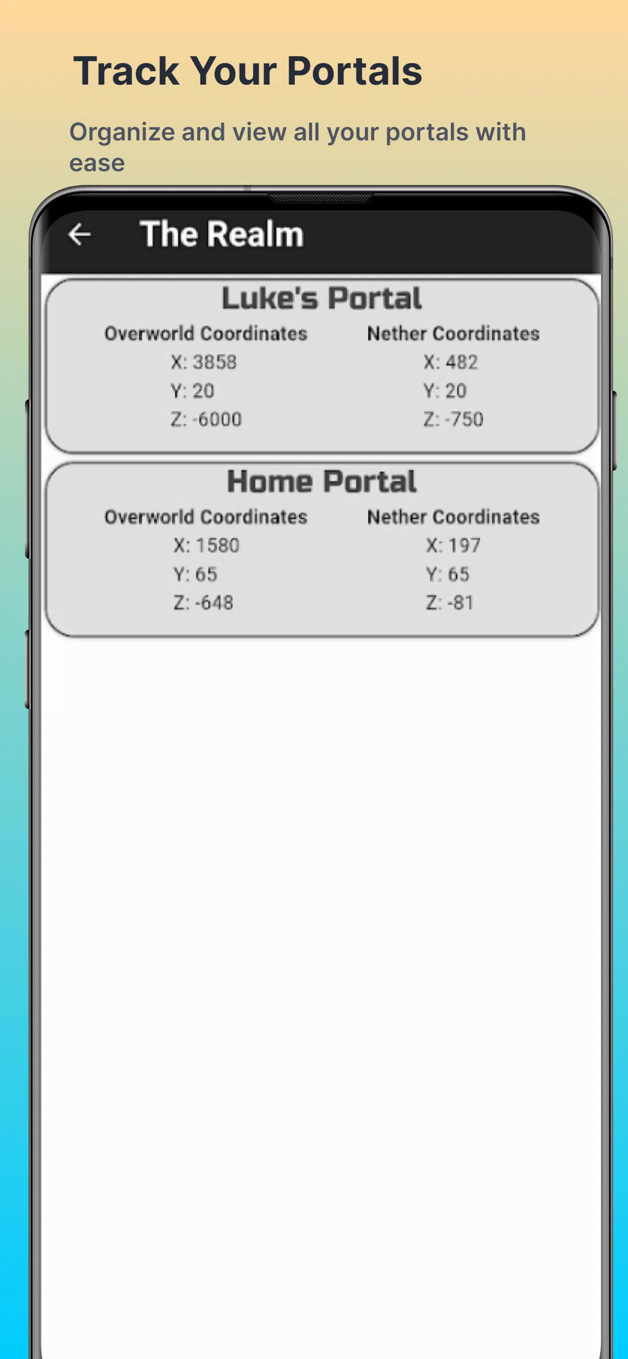 Nether Portal Calculator  Screenshot 1