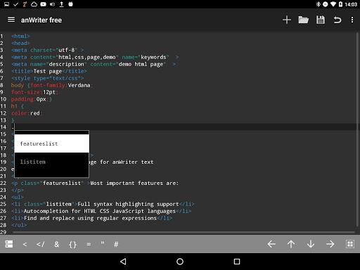 anWriter free HTML editor  Screenshot 1