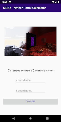 MCZX - Nether Portal Calculator  Screenshot 1