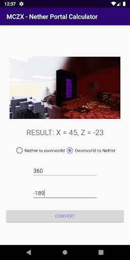 MCZX - Nether Portal Calculator  Screenshot 3