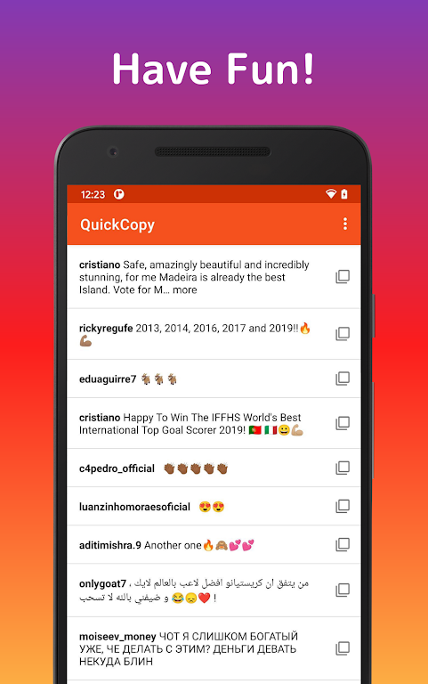 QuickCopy : copy comment text for Instagram  Screenshot 3