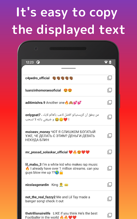 QuickCopy : copy comment text for Instagram  Screenshot 2