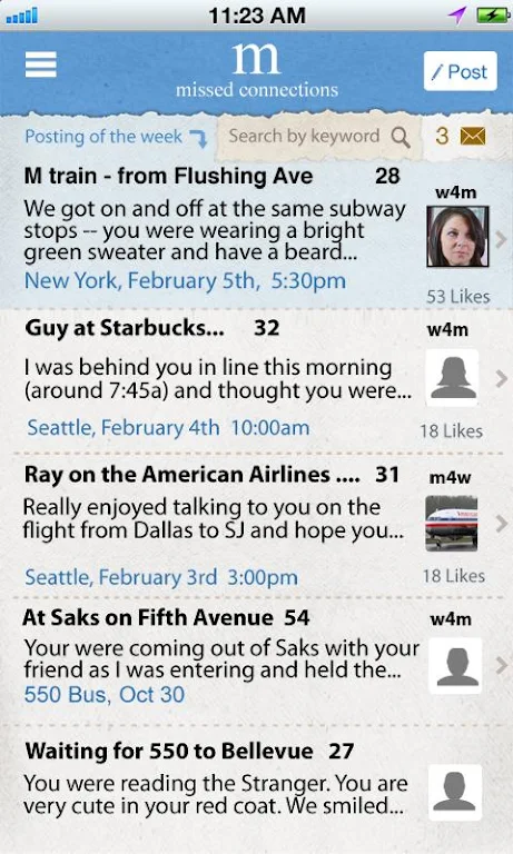 Missed Connections App  Screenshot 2