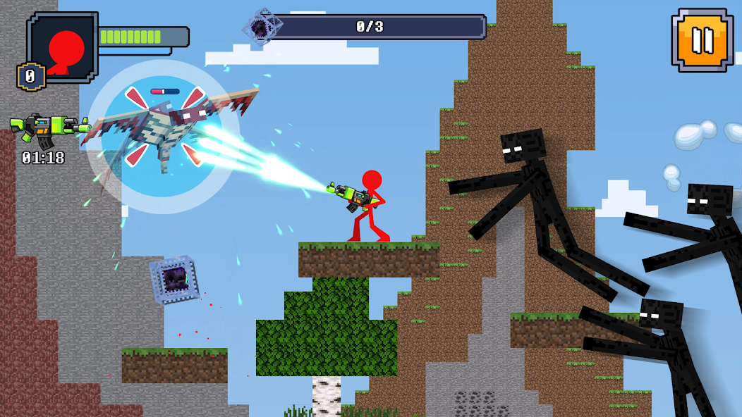 Red Stickman in Craft World Mod  Screenshot 1