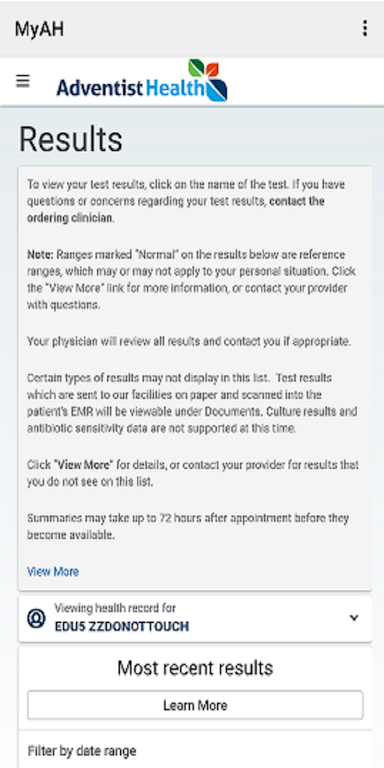 MyAdventistHealth  Screenshot 1
