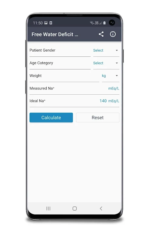 Free Water Deficit Calculator  Screenshot 2