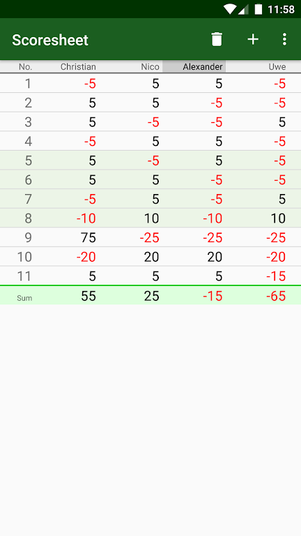 Simple Score Sheet  Screenshot 1