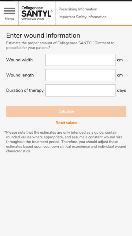 SANTYL* Ointment calculator  Screenshot 1