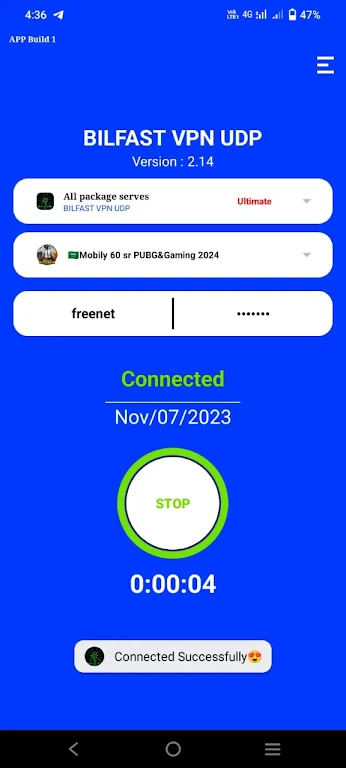 Bilfast vpn UDP  Screenshot 1