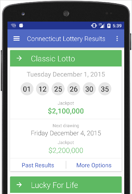 Results for CT Lottery  Screenshot 1