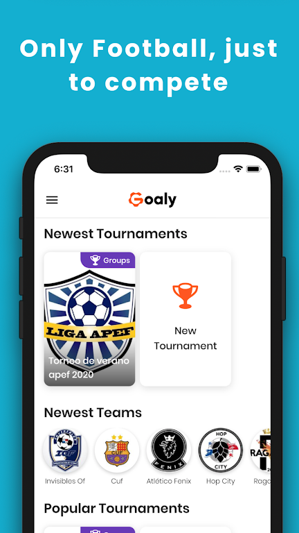 Goaly: Tournaments & Teams  Screenshot 1