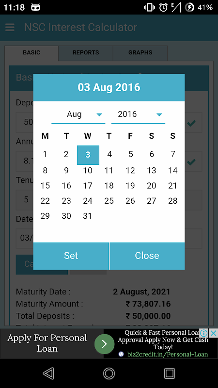 NSC Interest Calculator  Screenshot 3
