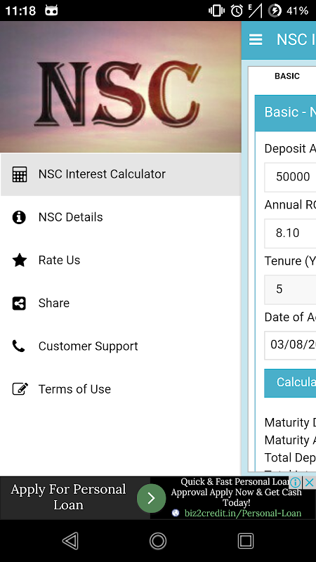 NSC Interest Calculator  Screenshot 1