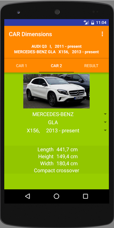 Car size comparison tool  Screenshot 2