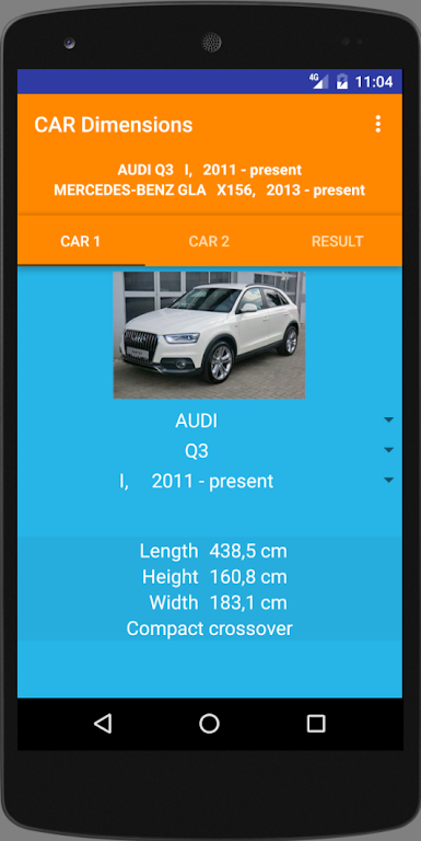 Car size comparison tool  Screenshot 1