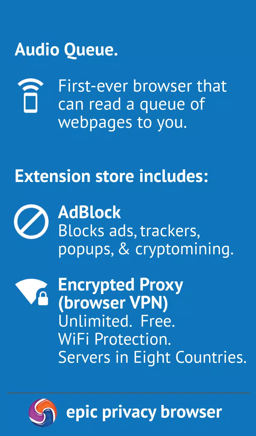 Epic Privacy Browser with AdBlock, Vault, Free VPN  Screenshot 2