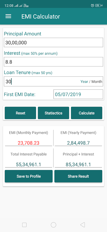 EMI Calculator for Bank loan,  Screenshot 2