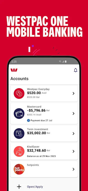 Westpac One NZ Mobile Banking  Screenshot 1