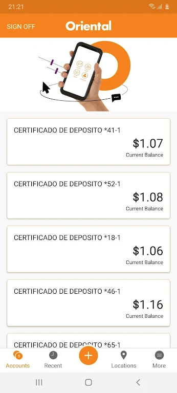 Banca Móvil de Oriental Bank  Screenshot 1