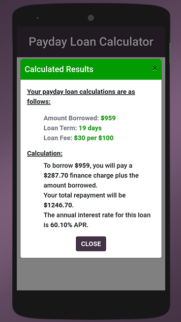 Payday Loan APR Calculator  Screenshot 1