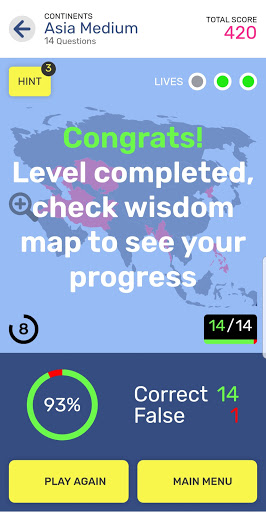 Map Quiz - World Geography Countries Continents  Screenshot 3