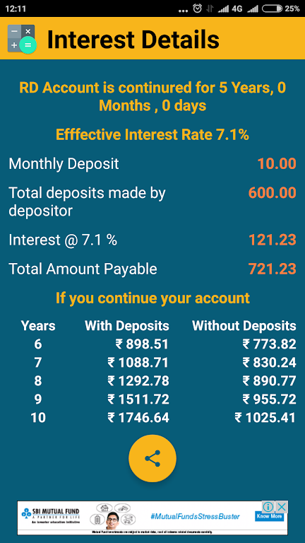 Postoffice Interest Calculator  Screenshot 2