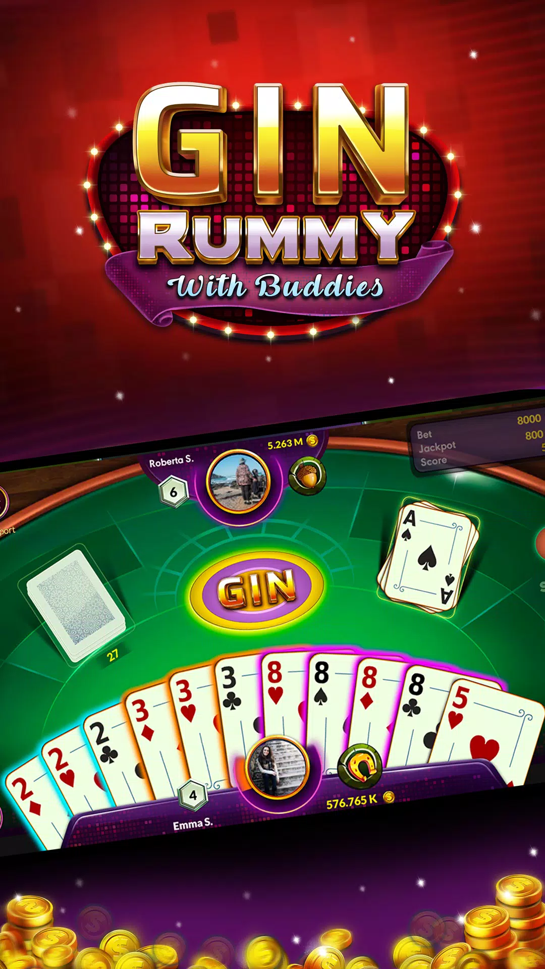 Gin Rummy - Online  Screenshot 1