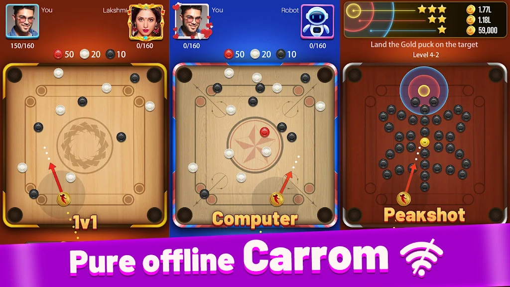 Carrom Lite-Board Offline Game  Screenshot 3