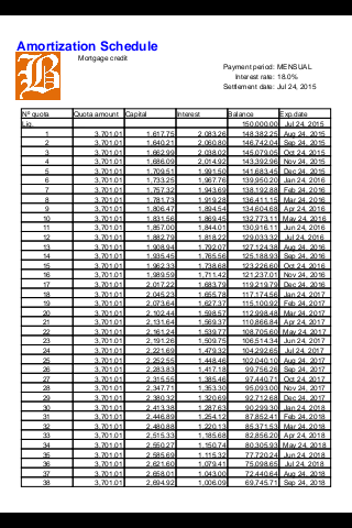 Amortization Schedule  Screenshot 3