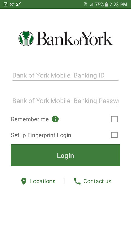 Bank of York Mobile Banking  Screenshot 1