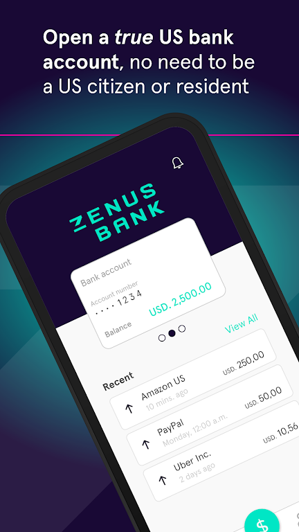 Zenus Bank: U.S. bank accounts  Screenshot 1