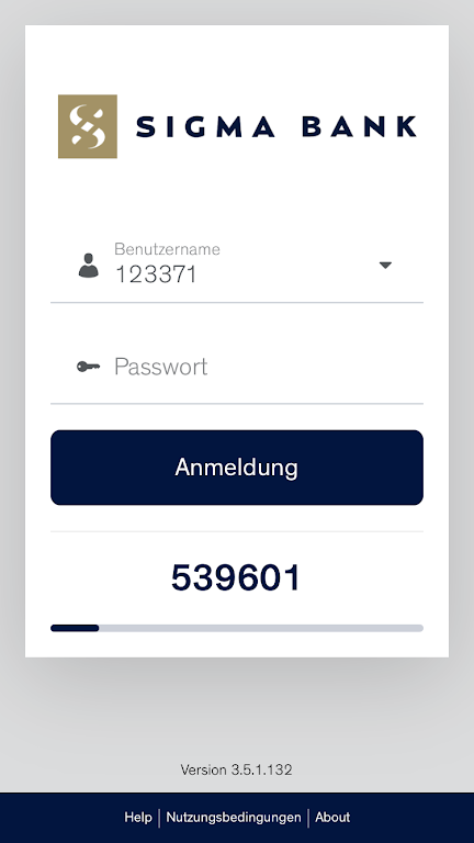 SIGMA BANK AG Mobile Banking  Screenshot 1