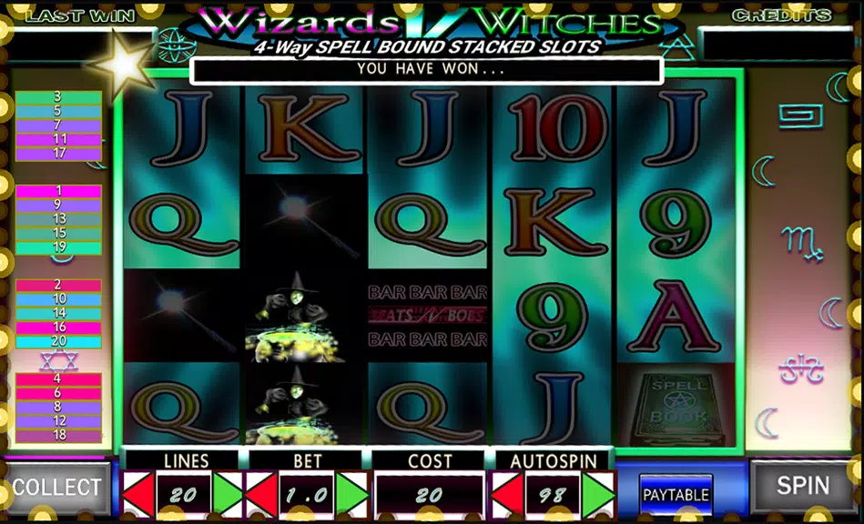 Video Slots: Wizards v Witches  Screenshot 3