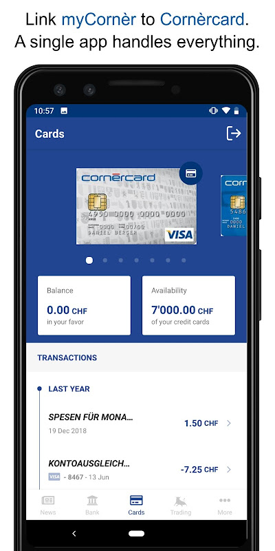 myCornèr - Cornèr Bank mobile  Screenshot 1